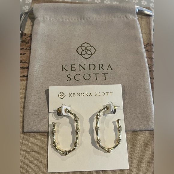 Kendra Scott Jewelry - Kendra Scott Gold Tone Bamboo-Style Medium Hoop Earrings new with dust bag